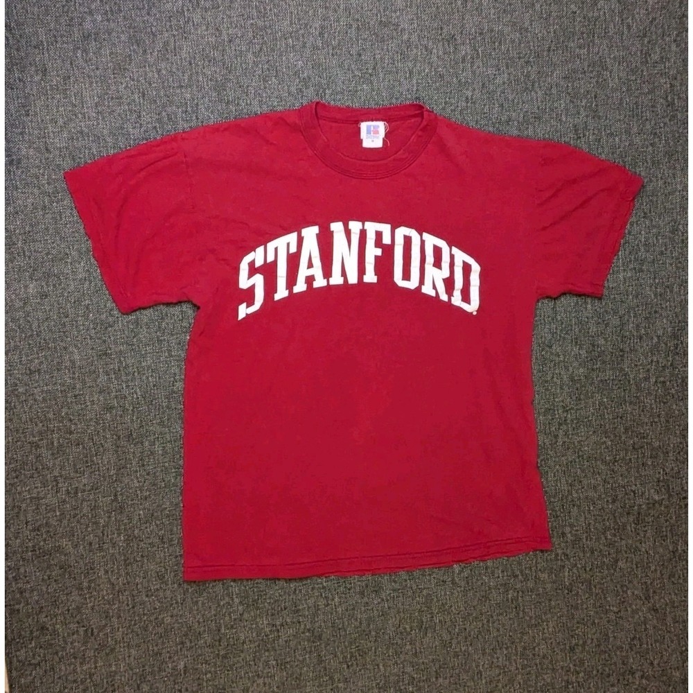 Vintage Stanford Cardinal Russell Athletic Red T-Shirt Mens Medium‎ College Tee